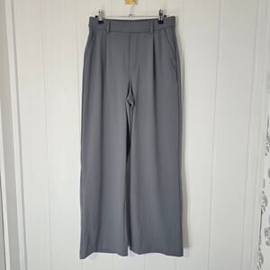 Halara Gray Wide Leg Pull On Pants Stretch Pockets Work Comfort Size M